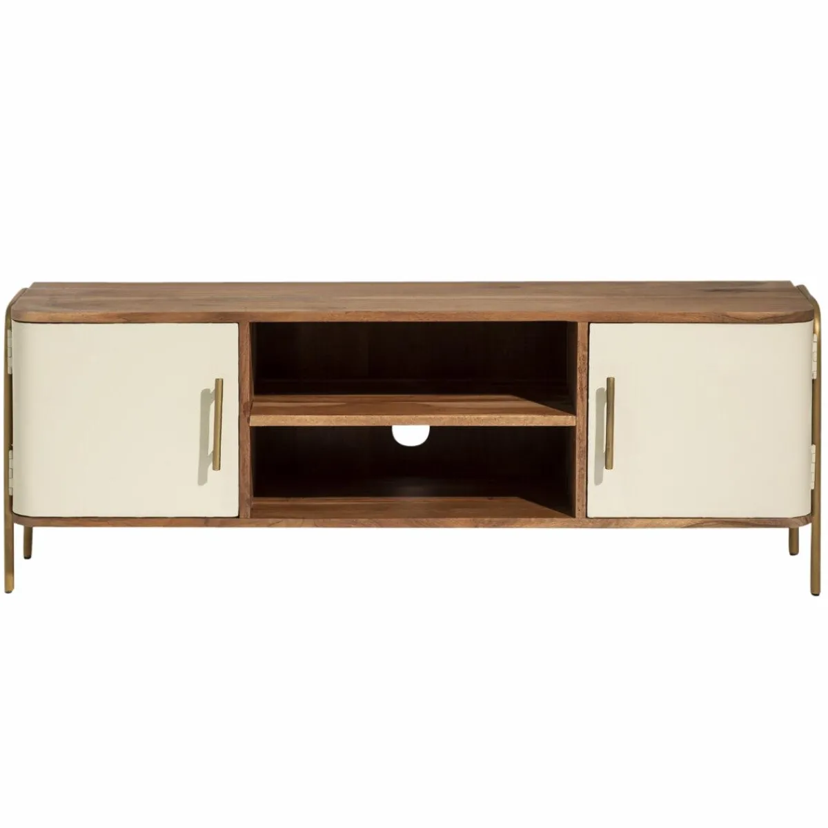 Made in Meubles Meuble TV en bois d'acacia et métal Andrès