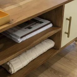 Made in Meubles Meuble TV en bois d'acacia et métal Andrès