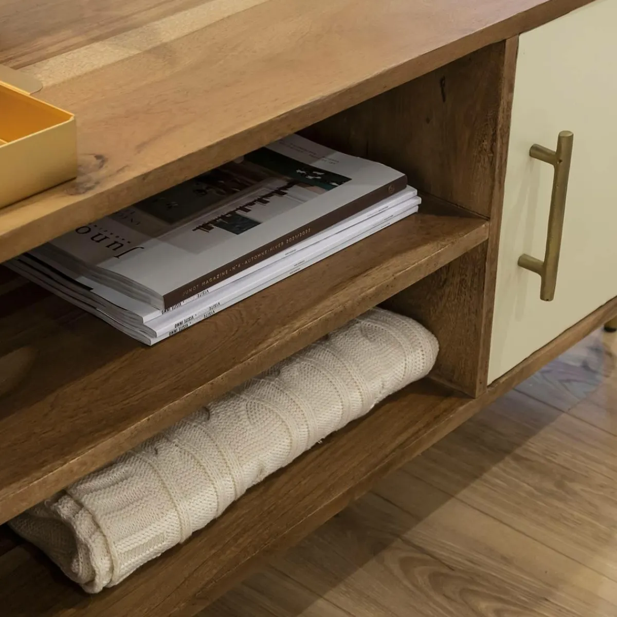 Made in Meubles Meuble TV en bois d'acacia et métal Andrès