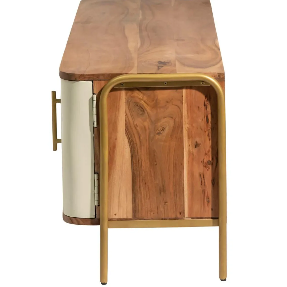 Made in Meubles Meuble TV en bois d'acacia et métal Andrès