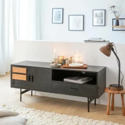 Made in Meubles Meuble TV en bois d'acacia Lupin