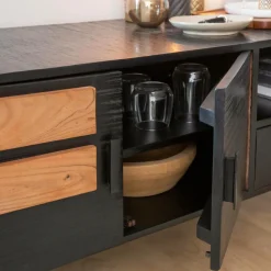 Made in Meubles Meuble TV en bois d'acacia Lupin