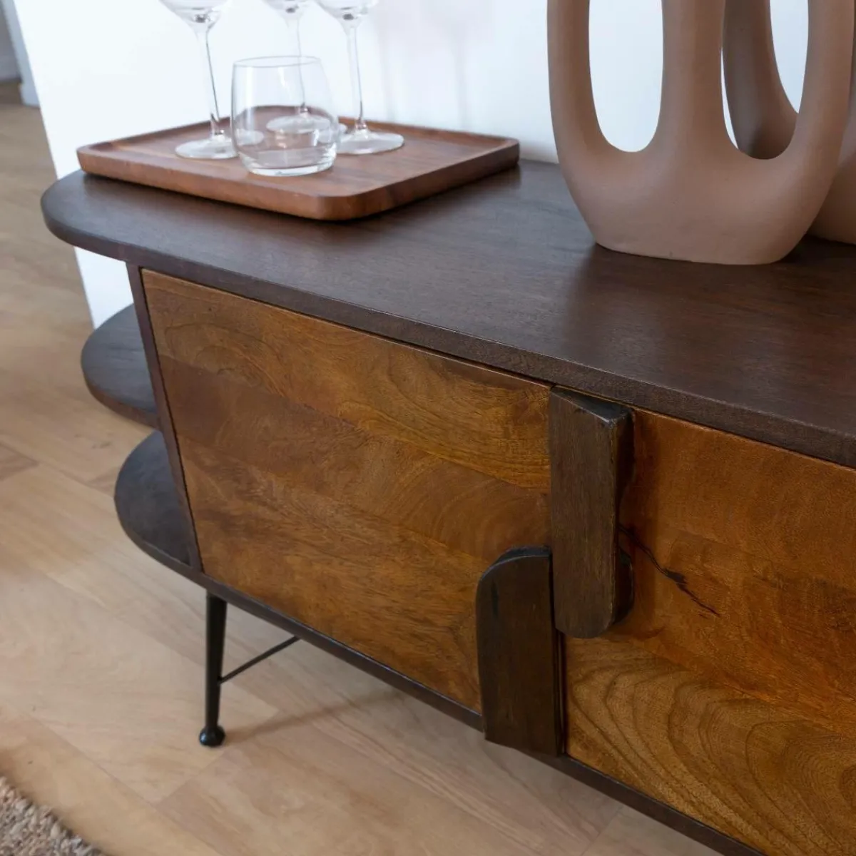 Made in Meubles Meuble TV en bois d'acacia Juno