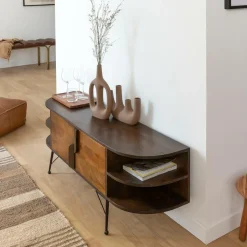 Made in Meubles Meuble TV en bois d'acacia Juno