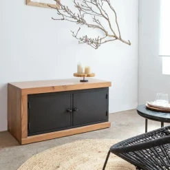 Made in Meubles Meuble TV en bois d'acacia Emilio