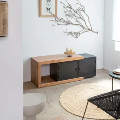 Made in Meubles Meuble TV en bois d'acacia Emilio