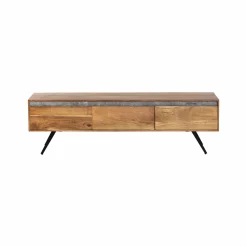 Made in Meubles Meuble TV en bois d'acacia et pierre Yvan