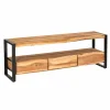 Made in Meubles Meuble TV en bois d'acacia 3 tiroirs Tree