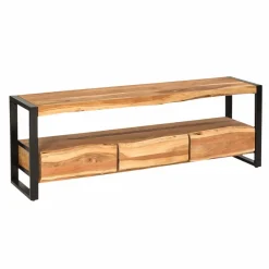 Made in Meubles Meuble TV en bois d'acacia 3 tiroirs Tree