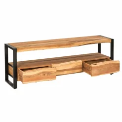 Made in Meubles Meuble TV en bois d'acacia 3 tiroirs Tree