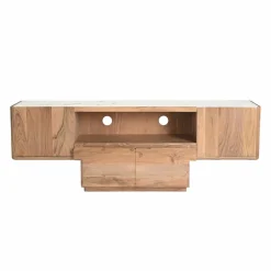 Made in Meubles Meuble TV en bois d'acacia et marbre Tara