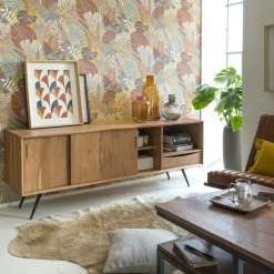 Made in Meubles Meuble TV en bois d'acacia Sara