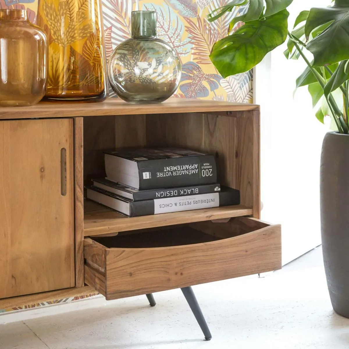 Made in Meubles Meuble TV en bois d'acacia Sara