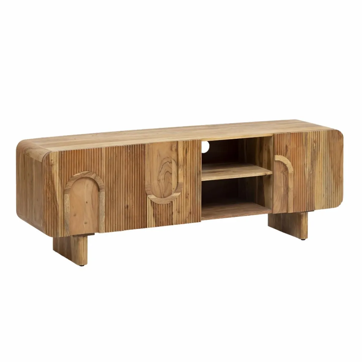 Made in Meubles Meuble TV en bois d'acacia Tilio