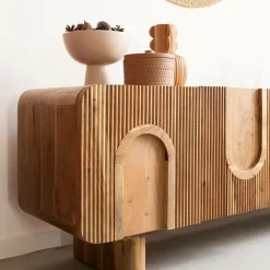 Made in Meubles Meuble TV en bois d'acacia Tilio