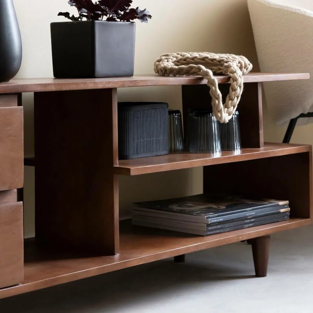 Made in Meubles Meuble TV en bois de manguier Nelson
