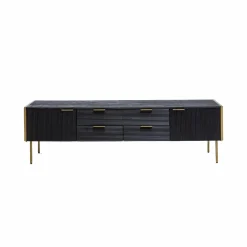 Made in Meubles Meuble TV en bois de manguier et métal doré Ange