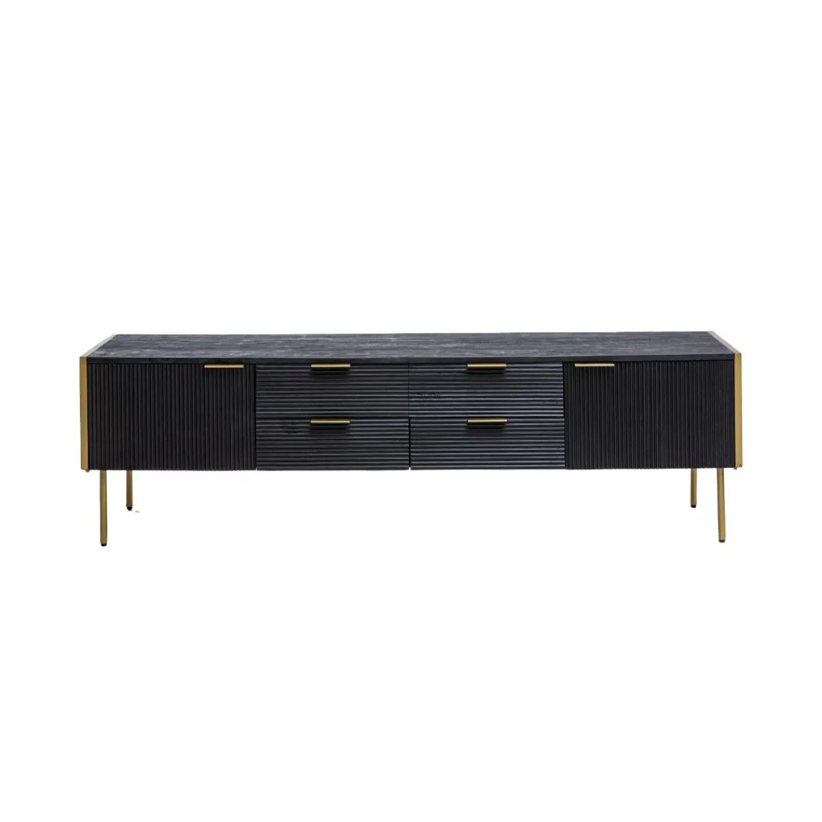 Made in Meubles Meuble TV en bois de manguier et métal doré Ange