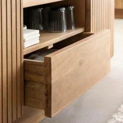 Made in Meubles Meuble TV en bois de manguier et marbre Adler