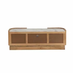 Made in Meubles Meuble TV en bois de manguier et marbre Adler