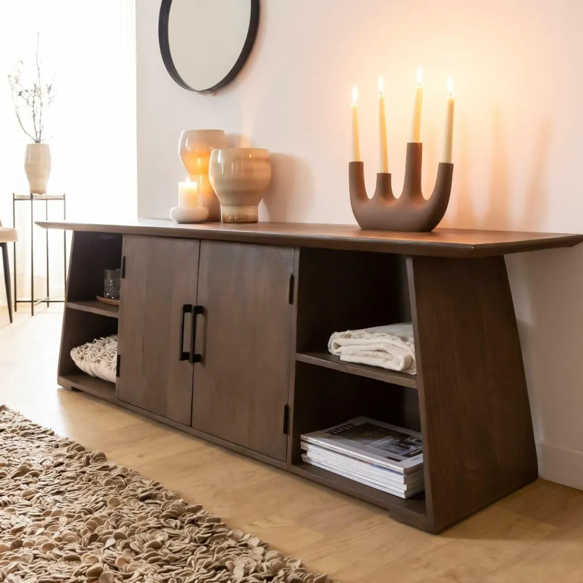 Made in Meubles Meuble TV en bois de manguier Daniella