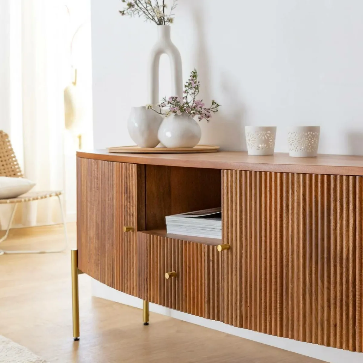 Made in Meubles Meuble TV en bois de manguier Cécile