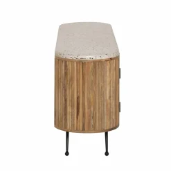 Made in Meubles Meuble TV en bois de manguier et terrazzo Ambrine
