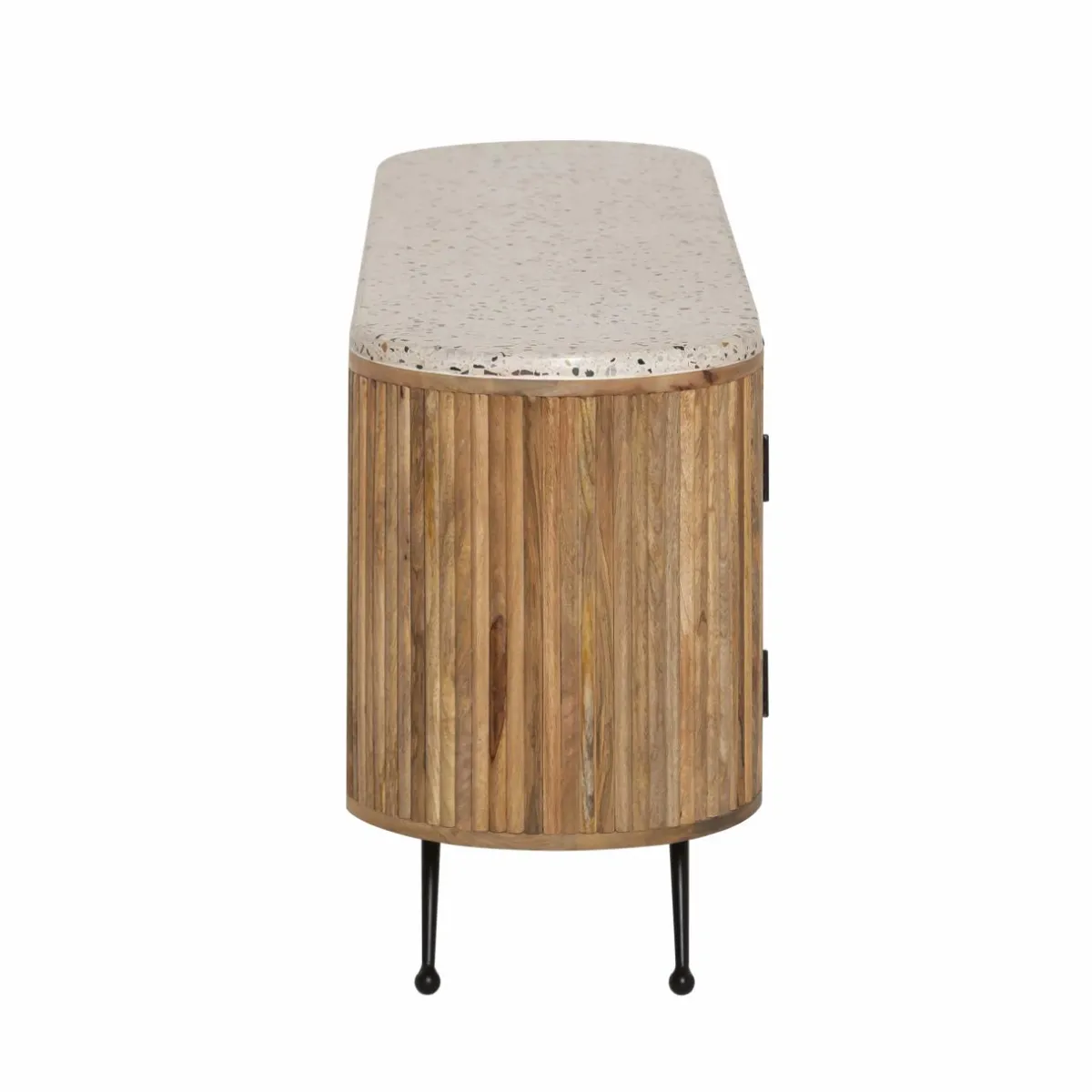 Made in Meubles Meuble TV en bois de manguier et terrazzo Ambrine