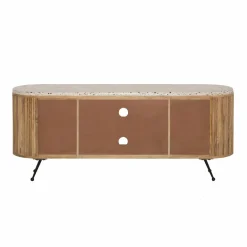 Made in Meubles Meuble TV en bois de manguier et terrazzo Ambrine
