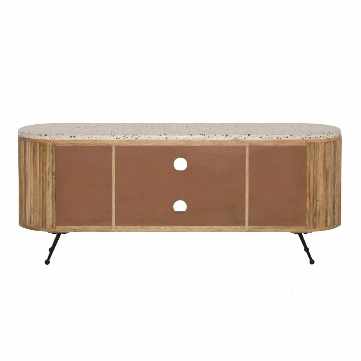 Made in Meubles Meuble TV en bois de manguier et terrazzo Ambrine