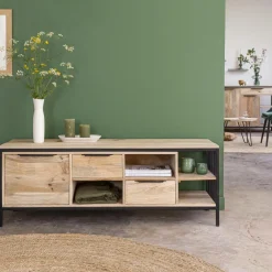 Made in Meubles Meuble TV en bois de manguier et métal Héloïse