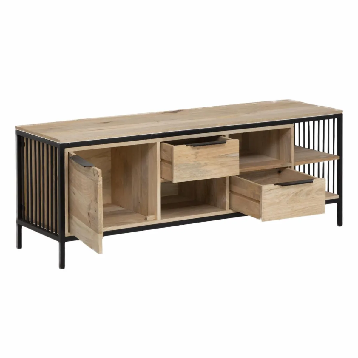 Made in Meubles Meuble TV en bois de manguier et métal Héloïse