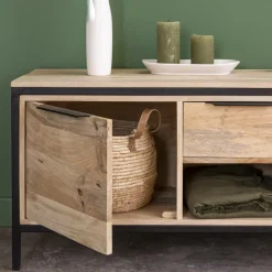 Made in Meubles Meuble TV en bois de manguier et métal Héloïse