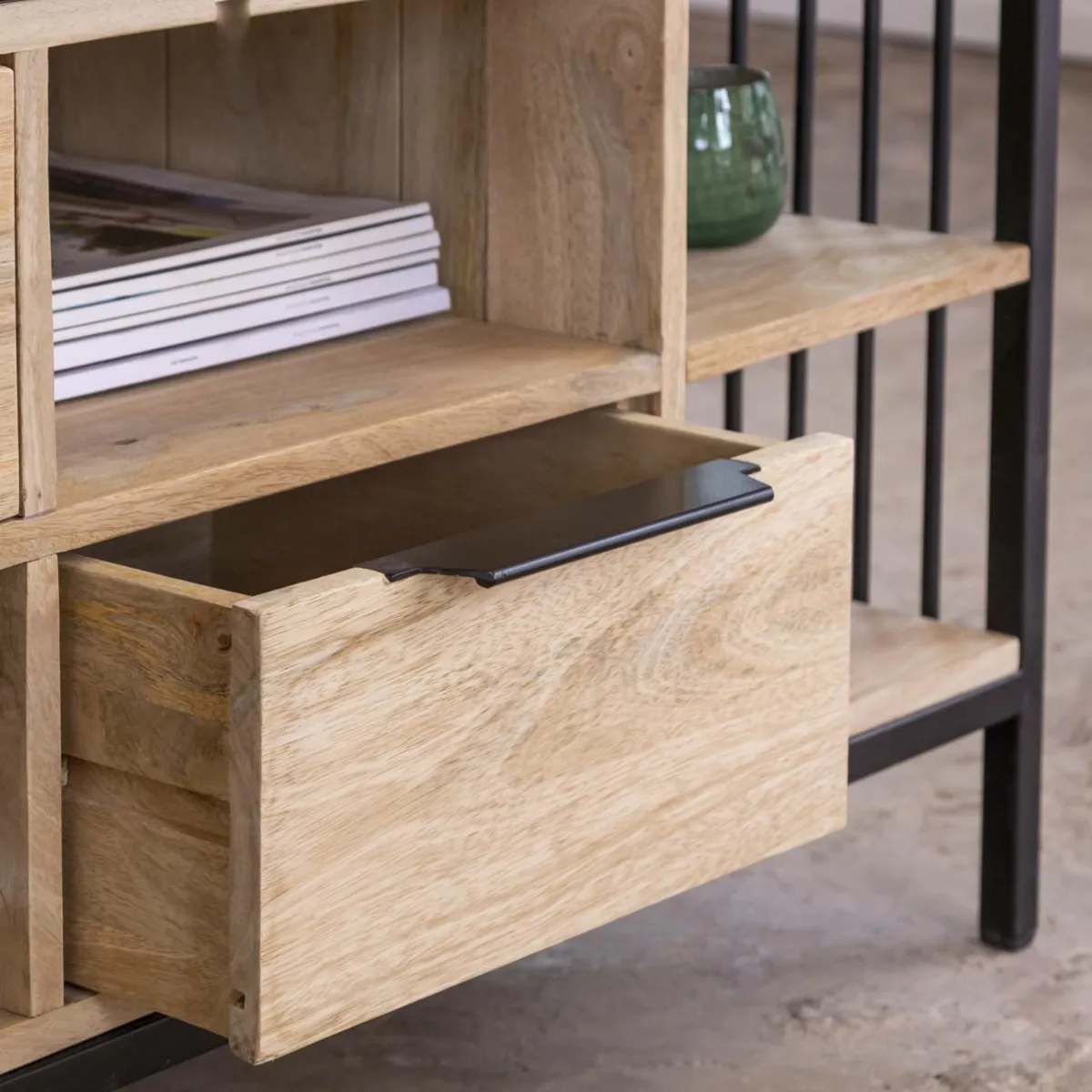 Made in Meubles Meuble TV en bois de manguier et métal Héloïse