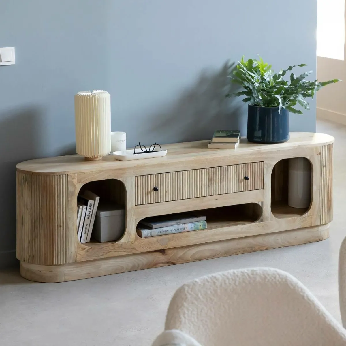 Made in Meubles Meuble TV en bois de manguier Amara
