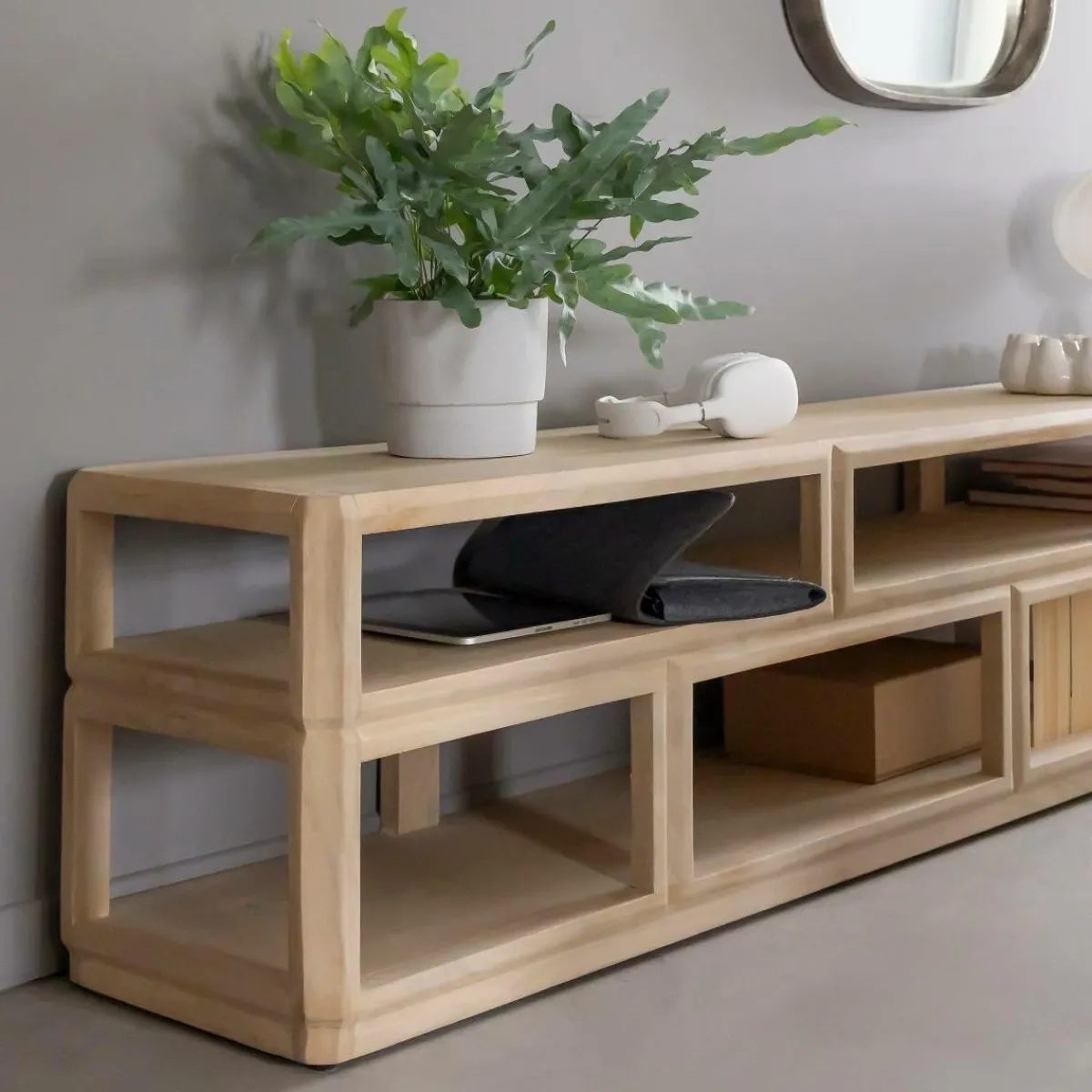 Made in Meubles Meuble TV en bois de manguier Adela