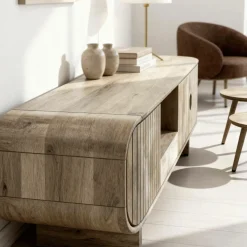 Made in Meubles Meuble TV en bois de manguier clair Yoni