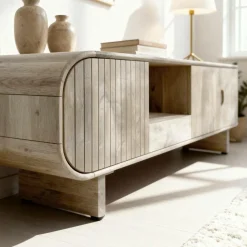 Made in Meubles Meuble TV en bois de manguier clair Yoni