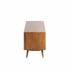 Made in Meubles Meuble TV en bois de manguier et cannage Charline