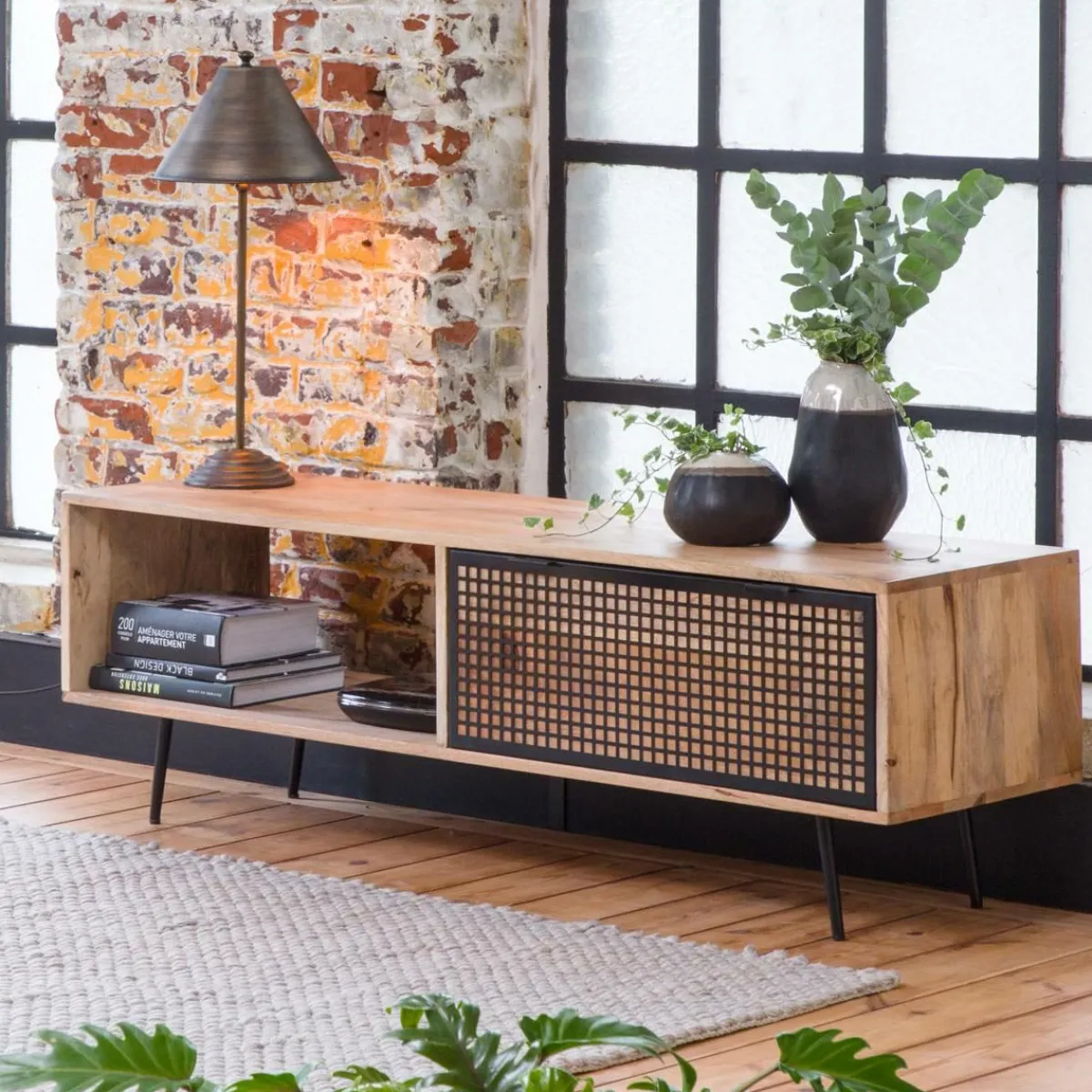 Made in Meubles Meuble TV en bois de manguier 140 cm Jasmin