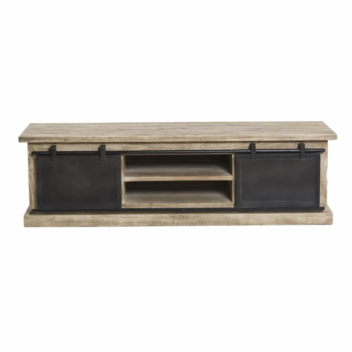 Made in Meubles Meuble TV en bois de manguier brossé et métal 160 cm Helsinki