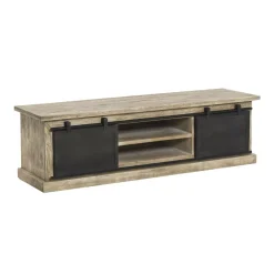 Made in Meubles Meuble TV en bois de manguier brossé et métal 160 cm Helsinki
