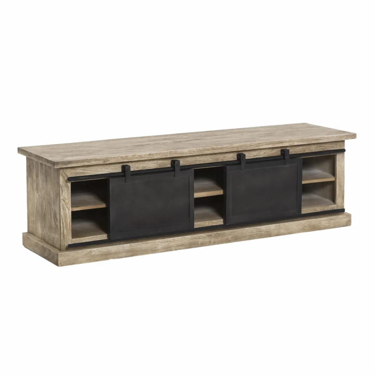 Made in Meubles Meuble TV en bois de manguier brossé et métal 160 cm Helsinki