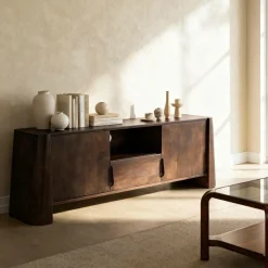 Made in Meubles Meuble TV en bois de manguier foncé Liriel