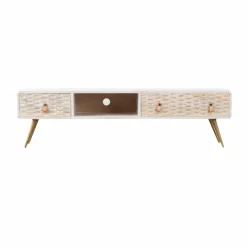 Made in Meubles Meuble TV en bois de manguier blanchi Rhodes