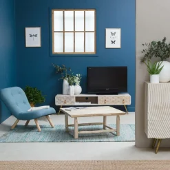 Made in Meubles Meuble TV en bois de manguier blanchi Rhodes