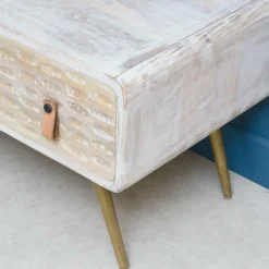 Made in Meubles Meuble TV en bois de manguier blanchi Rhodes