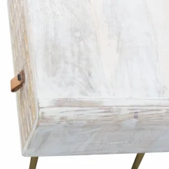 Made in Meubles Meuble TV en bois de manguier blanchi Rhodes