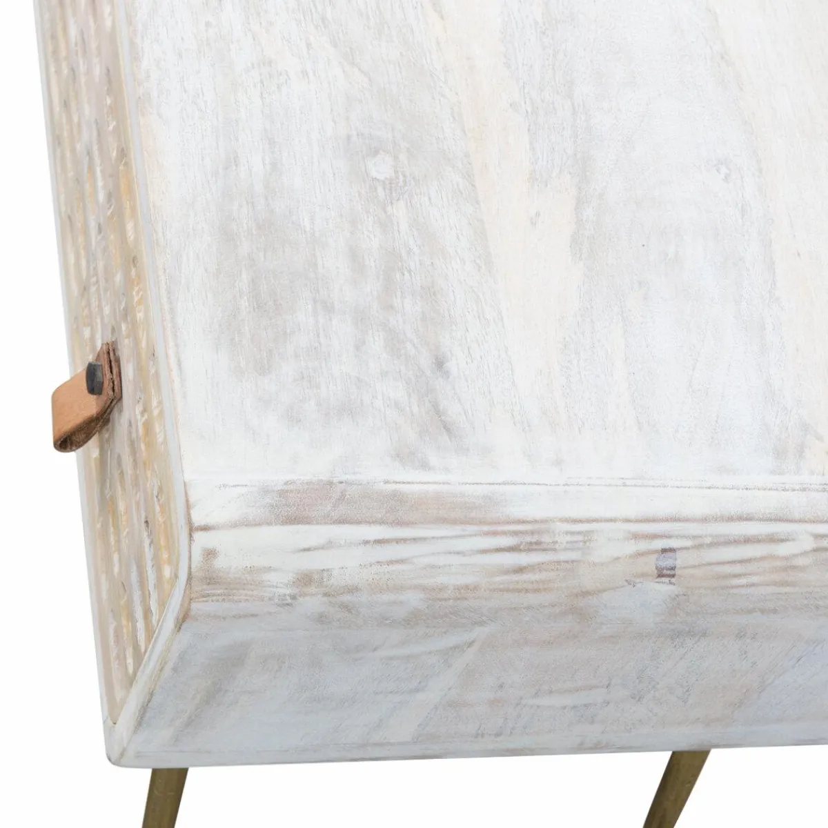 Made in Meubles Meuble TV en bois de manguier blanchi Rhodes
