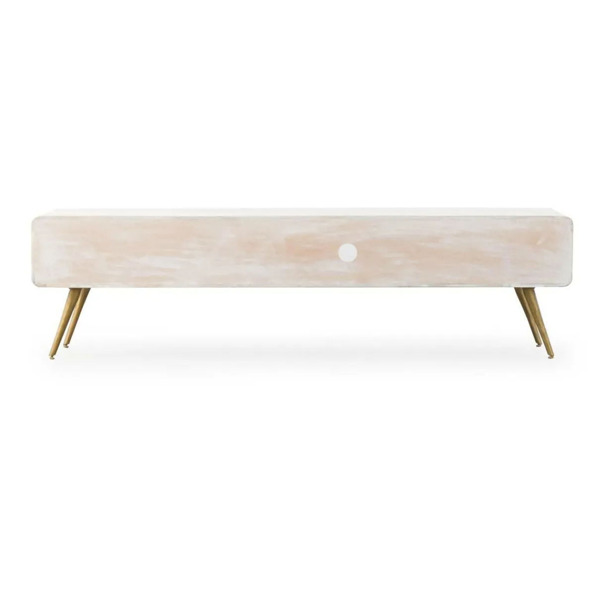 Made in Meubles Meuble TV en bois de manguier blanchi Rhodes